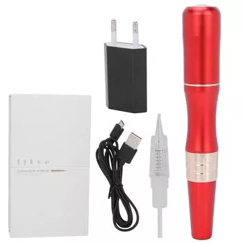 Машинка для татуажа Semi-Permanent, беспроводная ручка для татуажа бровей, подводка для глаз, устройство для татуажа губ (красный ) EU Plug красный