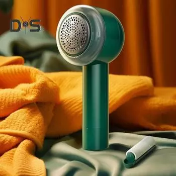 Машинка для удаления катышков, триммер для удаления катышков из ткани, 6 лезвий из нержавеющей стали, аккумулятор 1000 мАч, электрический очиститель для одежды и свитеров темно-зеленого