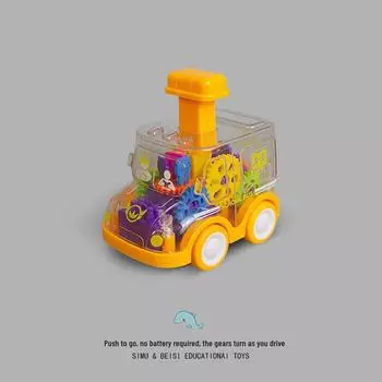 Машинка-каталка для мальчиков от 6 месяцев до 2 лет - устойчива к падениям, инерционная игрушка с функцией возврата в исходное положение Cute gear car синий