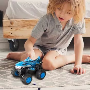 Машинка на радиоуправлении, 2,4 ГГц вездеходные игрушки, радиоуправляемый грузовик с музыкой, 3 световых эффекта, 360 Stunt, все включено, готово к запуску, игрушка в подарок One Size синий
