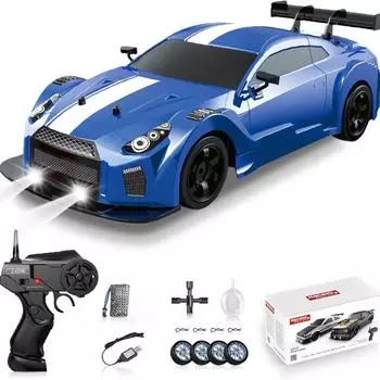 Машинка с дистанционным управлением 1/16 2.4GHz 4WD RC Drift Car, 18 км/ч+ высокоскоростная гоночная машина с распылителем, крутые огни, игрушечная машинка для детей синий