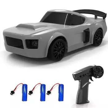 Машинка с дистанционным управлением, 2,4 ГГц 1:24-масштабная полноприводная высокоскоростная модель автомобиля со светодиодными фарами и гоночными шинами 3 battery серый