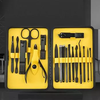 Машинки для стрижки ногтей из нержавеющей стали, набор из 18 предметов, набор черных машинок для стрижки ногтей, декоративный набор для стрижки ногтей