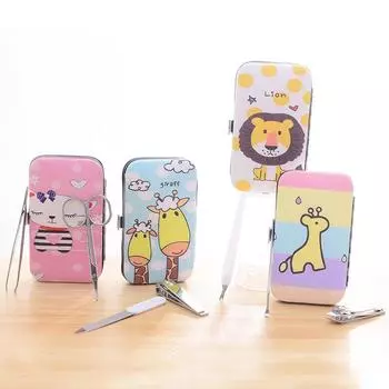 Машинки для стрижки ногтей с героями мультфильмов, 7 предметов, совок, портативный маникюрный инструмент для ногтей, инструменты для домашнего педикюра, набор кусачек для ногтей Wooden horse