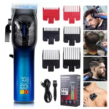 Машинки для стрижки волос для мужчин Профессиональные беспроводные парикмахерские машинки для стрижки волос Уход за волосами Аккумуляторный триммер для бороды синий
