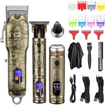 Машинки для стрижки волос для мужчин, триммер с Т-образным лезвием, набор триммеров для волос в носу, лезвие для стрижки, триммер для бороды, триммер для волос в носу, светодиодный дисплей