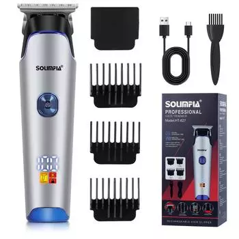 Машинки для стрижки волос Мужская беспроводная машинка для стрижки волос Профессиональный триммер для бороды 0MM Перезаряжаемый T-триммер Набор для стрижки волос чёрный