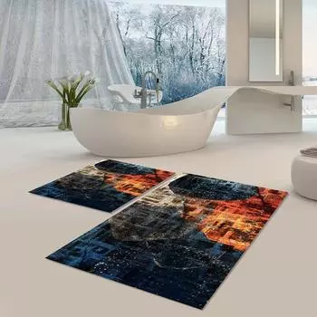 Машинная стирка коврика для ванной Нескользящая основа Моющийся набор из 2 ковриков для ванной B1107, устойчивый к пыли и пятнам