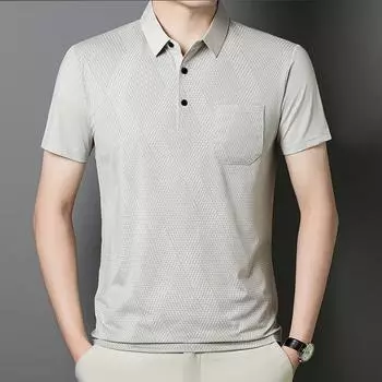Машинная стирка, настоящий карман, прохладная и дышащая футболка с короткими рукавами, повседневная простая однотонная рубашка-поло M