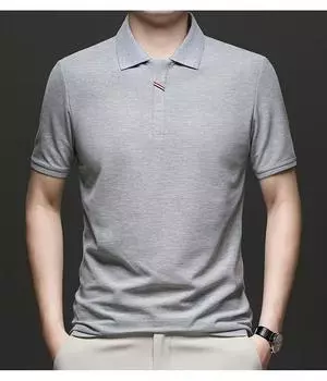 Машинная стирка Высококачественная трикотажная футболка-поло однотонного цвета с коротким рукавом Высококачественное ощущение M