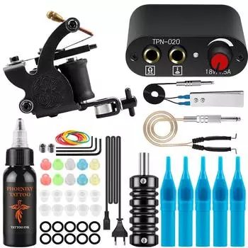 Машины для татуировки PHOENIXY, пистолет с 30 мл пигментными чернилами, источник питания для татуировки, ручки для татуировки, инструменты для боди-арта, набор для татуировки