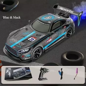 Машины с дистанционным управлением, RC Drift Car 2.4GHz, высокоскоростная гоночная спортивная игрушечная машинка со светодиодными огнями, гоночными и дрифтовыми колесами чёрный/синий