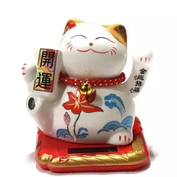 Машущий куклой-кошкой Maneki Neko на солнечной батарее, нет. 2 счастливых кота, 1 шт., корейский автомобильный аксессуар