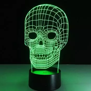Mask 3d Skull Led Lamp Night Light Visual Novelty Desk Table Lamp Gifts 7 Colors