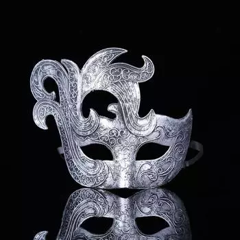 Mask Ancient Greece God Halloween Masks Prom Party Supplies Half Face Mask Party Cosplay Props Silver-A