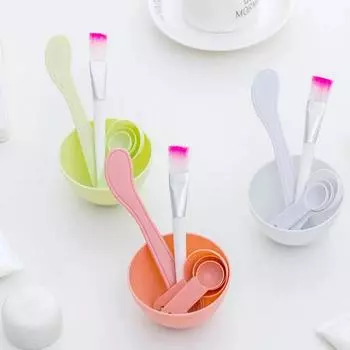 Mask Bowl Mask Conditioning Bowl Suit and Brush 4-Piece Set Facial Treatment Brush Stick DIY Facial Mask Beauty Makeup Makeup Tools 3 sets of color random]