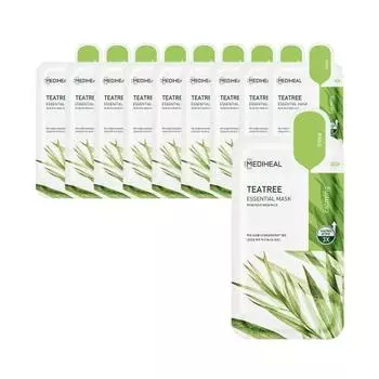 Маска-эссенциал MEDIHEAL (10P) / MEDIHEAL Essential Mask 10 листов (Чайное дерево) Проблемы с кожей Успокаивающий Увлажняющий Успокаивающий