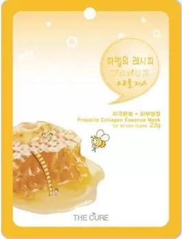 Маска-эссенция с коллагеном и прополисом THE CURE, набор из 10 листов, корейская косметика для сухой кожи, жирной кожи, смешанной кожи жёлтый