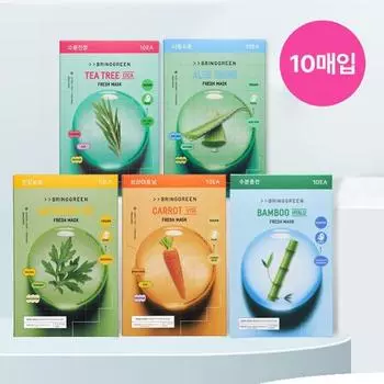 Маска Bring Green Fresh 10 листов, 5 видов Aloe soothing