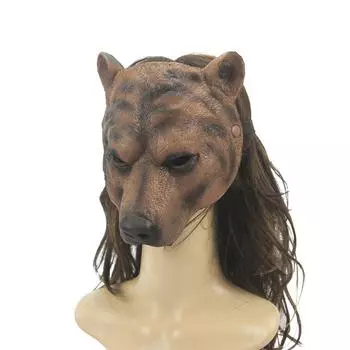 Маска бурого медведя на Хэллоуин, маска животного, карнавальная вечеринка, искусственная кожа, большая маска медведя для косплея One size