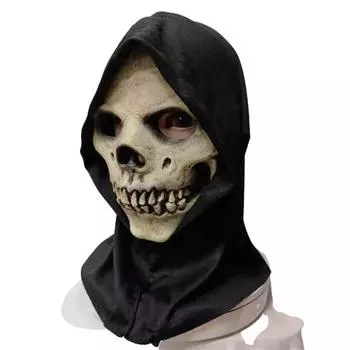 Маска-череп в виде черного тюрбана на Хэллоуин белый