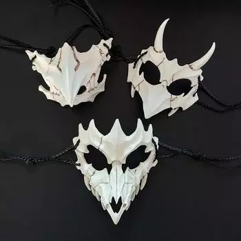 Маска черепа для вечеринки с длинными зубами, скелетом демона, полумаска для лица, волк, дракон, тигр, маска Houjuu Nue, реквизит для костюма на Хэллоуин
