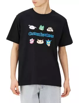 Маска действия Shiro Quantum Robo Buri Buri Zaemon Goods Черная [Crayon Shinchan] Футболка Shin-chan Waniyama-san Мужская чёрный