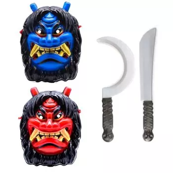 Маска демона Намахагэ Они Сетсубун Боб Метание Они Истребление Красный демон Синий демон Сетсубун Боб Местная демоническая маска Маскировка лица Трансформация