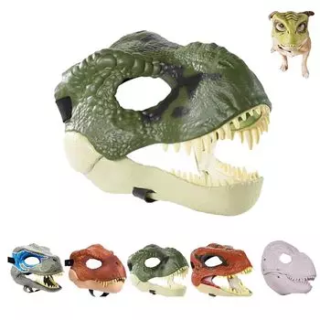 Маска динозавра для собак, крышка с открытым ртом, кормление юрского периода, тираннозавр рекс, домашнее животное, маска для лица зелёный