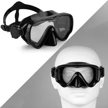Маска для дайвинга, очки для плавания, акваланг, трубка, силиконовый обтюратор, закаленное стекло, панорамный HD, защита от запотевания, с защитой от носа для детей 8-12 лет