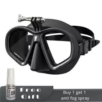Маска для дайвинга с малым объемом, закаленные линзы для очков, маска для дайвинга при близорукости, подводное снаряжение для подводного плавания, с креплением GoPro, антизапотеватель для узкого лица