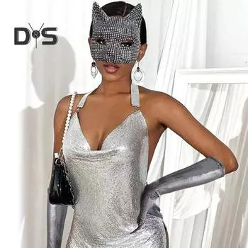 Маска для девочек-кошек со стразами, перчатки в виде кошачьих лап, сексуальные аксессуары для костюмированной вечеринки, перчатки для женщин-кошек для маскарада One Size B