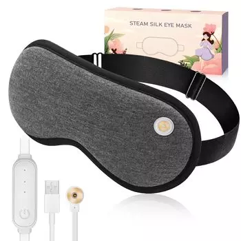Маска для глаз Gegoup Hot Eye Warmer с USB-магнитным присосом, многоразовая, размер глаз, без давления, 3 уровня по 30 минут, легкий легкий глаз [Новинка 2025 г., тип] Маска, темно-серого