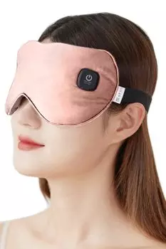 Маска для глаз Hot Eye Mask, перезаряжаемая через USB, беспроводная для сна, регулировка температуры с помощью прикосновения, автоматическое отключение питания, маска для глаз Silk like [stand rest] (розовый)
