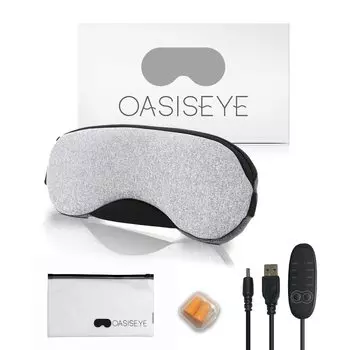 Маска для глаз OASISEYE с подогревом от USB, электрическая маска для глаз с подогревом, паровая, мягкий велюровый материал, подарочная коробка в комплекте серый