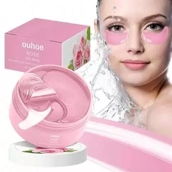 Маска для глаз «Розовая роза» уменьшает углы, мелкие морщинки, мешки под глазами, черные круги, увлажняет и подтягивает кожу, обеспечивает уход за глазами. розовый