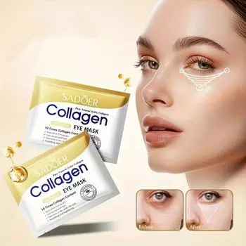 Маска для глазBone коллаген против морщин, мультиэффектная укрепляющая маска для глаз 7,5 г, увлажнение глаз, уход за глазами, удаление темных кругов, отбеливание 10pcs