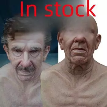 Маска для Хэллоуина: Реалистичный латексный костюм бабушки с лысой головой Short grandfather