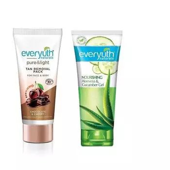 Маска для лица Everyuth Choccolate&Cherry 50 г и питательный гель алоэ вера и огурец, 100 г, комбинированная упаковка