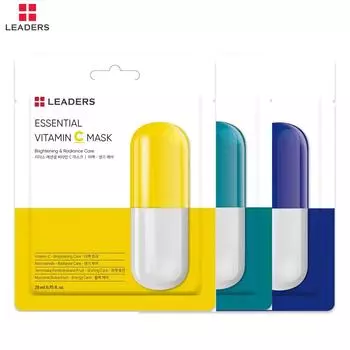 Маска для лица Leaders Essential с витаминами B/C/H, 28 г. x 3/9/10 шт. - корейский уход за кожей 28 g. x 3 pcs