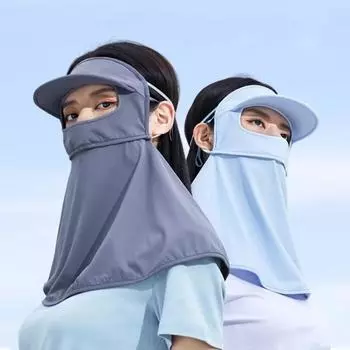 Маска для лица, летняя маска с шапочкой, регулируемая маска из ледяного шелка для велоспорта темно серый