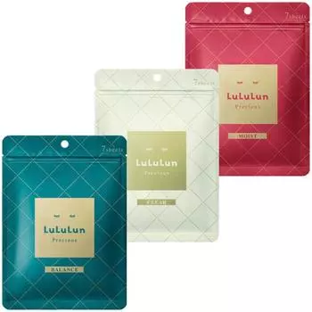 Маска для лица Lululun Precious, зеленая, красная, белая, 3 вида, набор