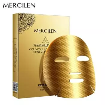 Маска для лица MERCILEN Gold Collagen Peptide Honeycomb 30 мл * 5 Против морщин Укрепляющая Увлажняющая