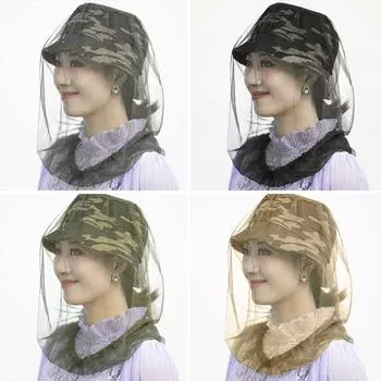 Маска для лица на открытом воздухе, защитная сетка от насекомых, кепка с сеткой от комаров, дорожные дышащие сетчатые чехлы для головы, рыболовные кепки армия зеленый