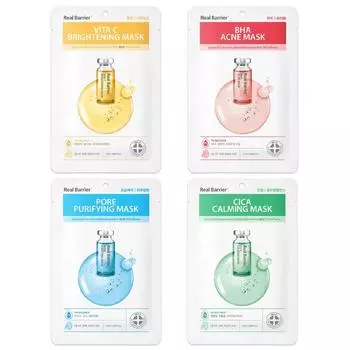 Маска для лица Real Barrier, Vita C, осветляющая, BHA-акне, очищающая поры, успокаивающая Cica, тканевая маска, 25 мл. x 1/3/6 шт. — корейский уход за кожей 25 ml.