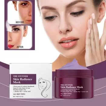 Маска для лица с эффектом уменьшения акне и кожи Очищает, увлажняет, подтягивает кожу Маска для лица с глубоким уходом, удаляет излишки жира и грязи фиолетовый