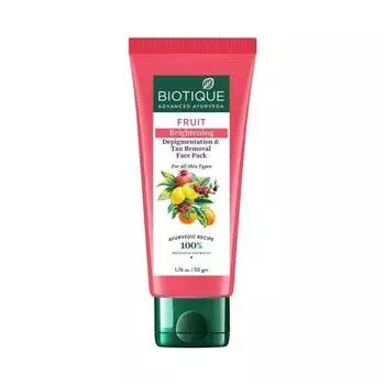 Маска для лица с фруктами: против пигментации (50 г), Fruit Brightening Depigmentation & Tan Removal Face Pack, Biotique 50g