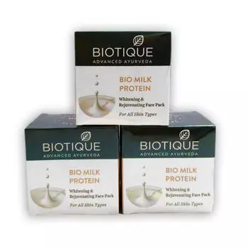 Маска для лица с Молочным протеином (3 х 50 г), Milk Protein Whitening & Rejuvenating Face Set, Biotique