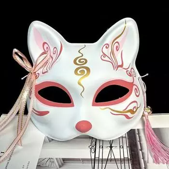 Маска для лица в японском стиле, уникальный дизайн ручной работы для вечеринок-маскарадов на Хэллоуин A