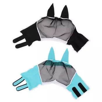 Маска для лошадей и мух, универсальная сетчатая дышащая маска для мух, эластичная защита от ультрафиолета HG L чёрный